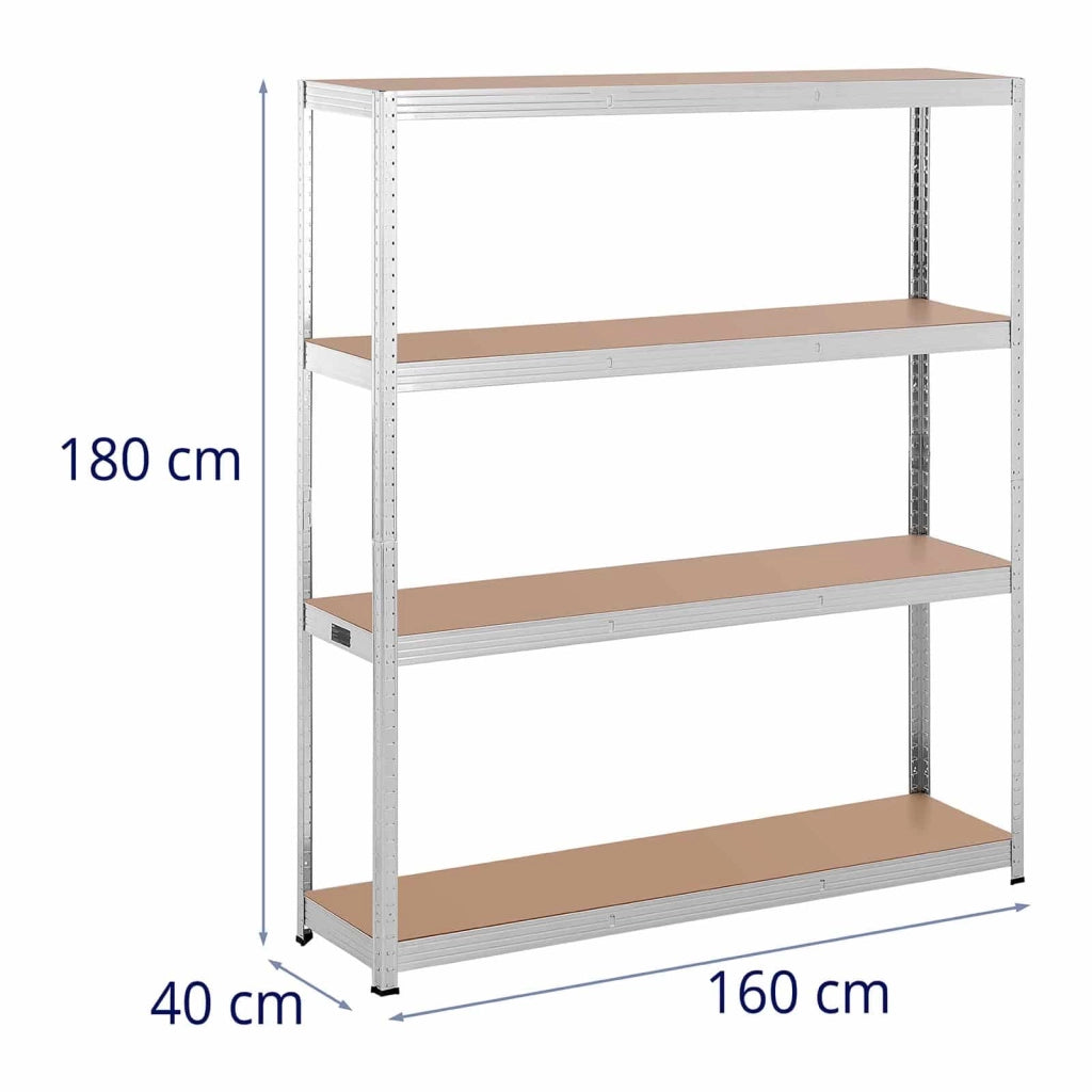 Scaffalatura per carichi pesanti 160 x 40 x 180 cm portata 4 x 150 kg robusta attrezzi da garage/officina grigia 14_0005179