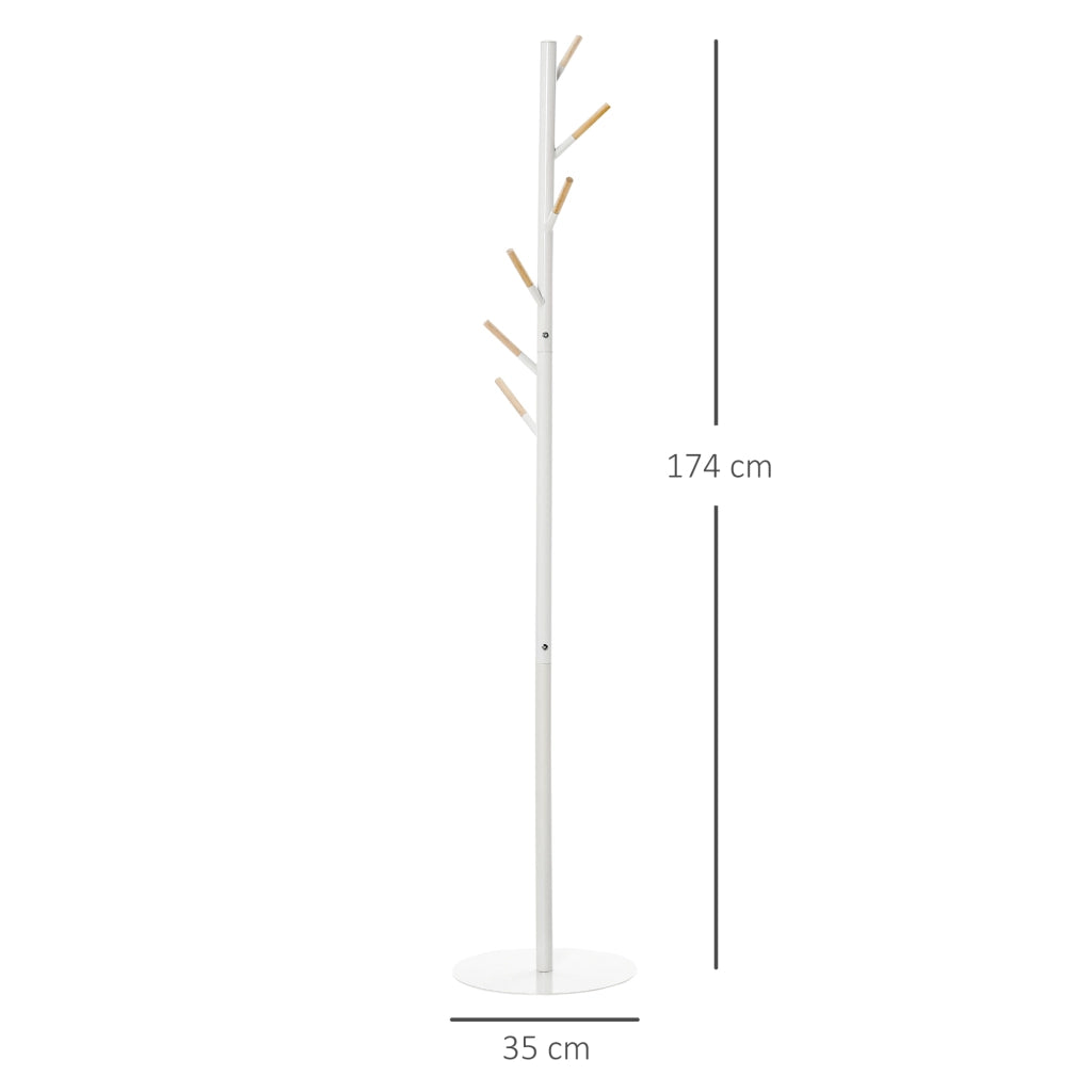 Appendiabiti a muro in legno con 6 ganci ¨C zephmum ¨C bianco 35x35x174 cm