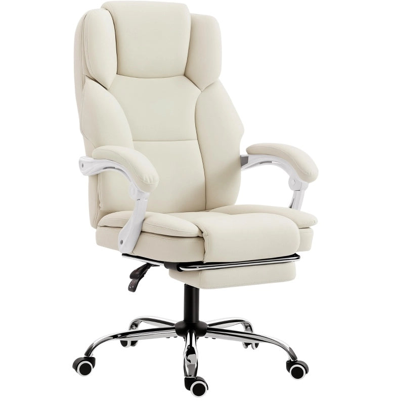 Sedia da ufficio reclinabile beige con poggiapiedi