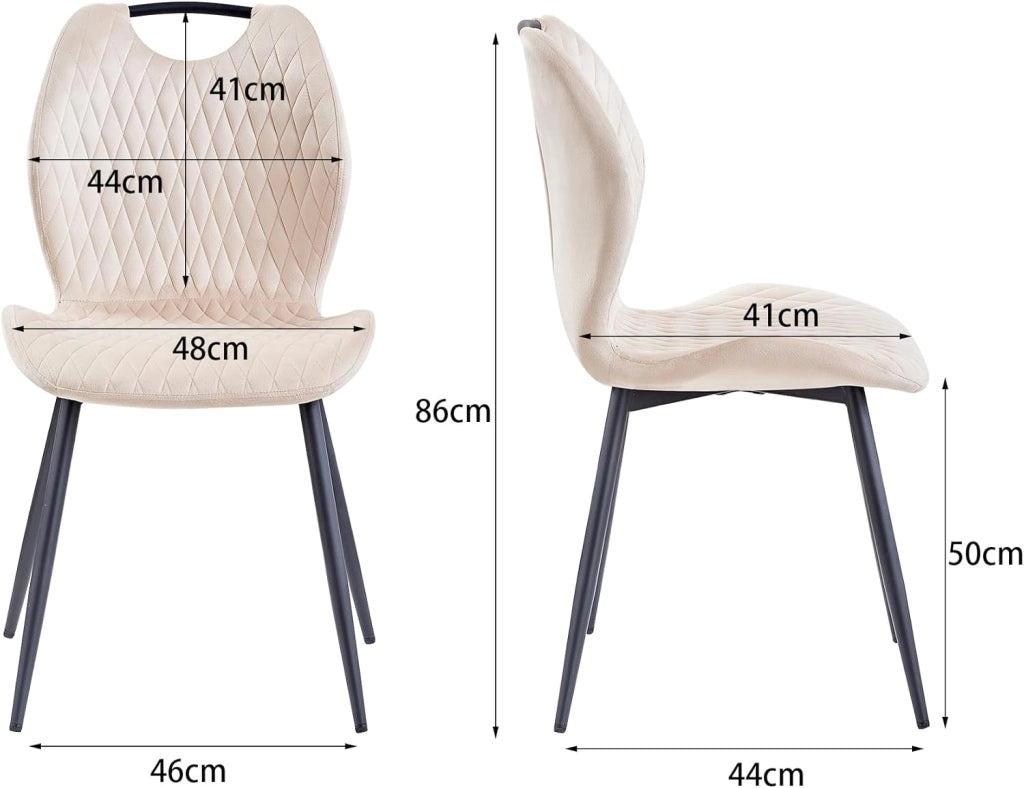GrandCA HOME Set di 8 Sedie da Pranzo, Sedia da Pranzo Imbottita, Sedia da Cucina Nordica Con Maniglie, Gambe in Metallo, Sedie con Motivo a Rombi (Cachi)