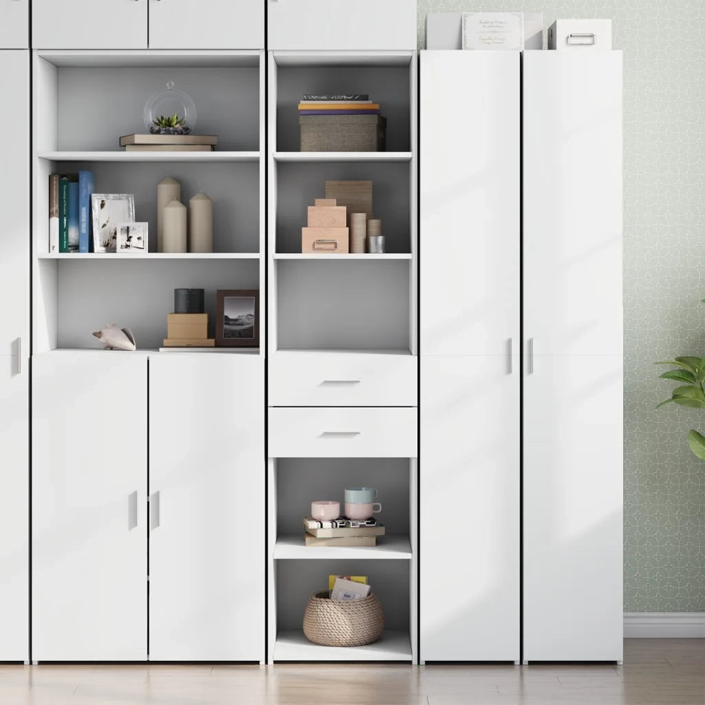Credenza-Buffet-Armadio da cucina Bianca 45x42,5x185 cm in Legno Multistrato 269003