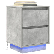 Comodino con Luci LED Grigio Cemento 38x34x50 cm