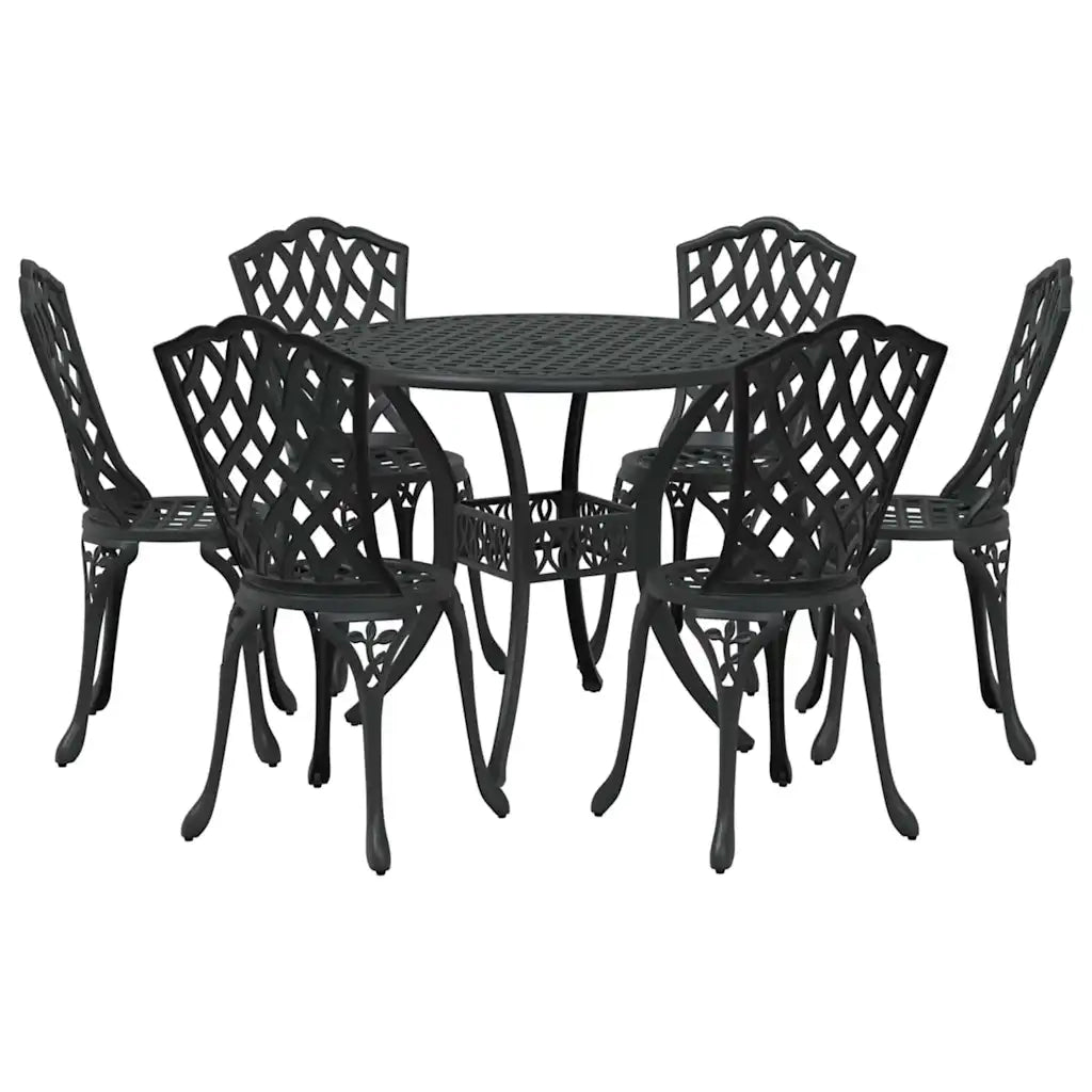Set da Pranzo per Giardino 7 pcs Nero Alluminio 3334713
