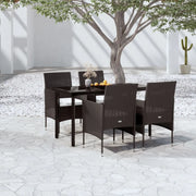 Set da Pranzo da Giardino 5 pz con Cuscini Nero cod mxl 48210
