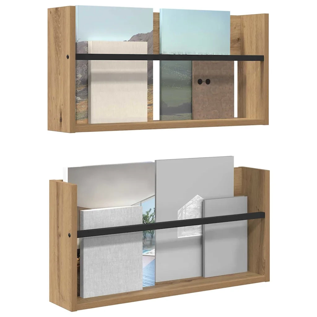 Scaffale per riviste 2 pz Rovere artigianale 60 x 12 x 30 cm CFW8023463