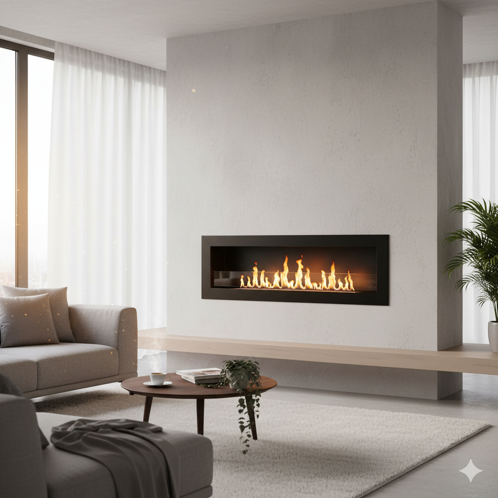 Camino a Bioetanolo da Incasso 120x15x40 cm Livorno 120 Nero