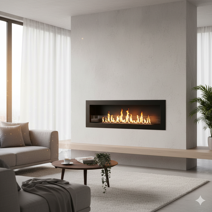 Camino a Bioetanolo da Incasso 120x15x40 cm Livorno 120 Nero