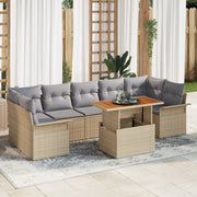 Set di Divani da Giardino  da 8 Pezzi con Cuscini Beige Rattan Polimerico