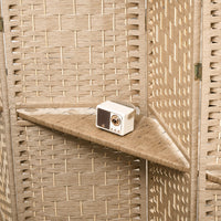 Paravento a 4 Ante Pieghevole con Mensole 160x170 cm Legno di Pino