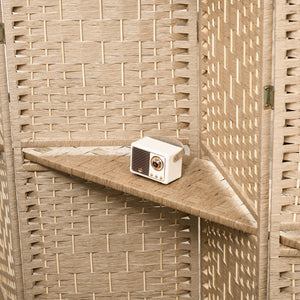 Paravento a 4 Ante Pieghevole con Mensole 160x170 cm Legno di Pino