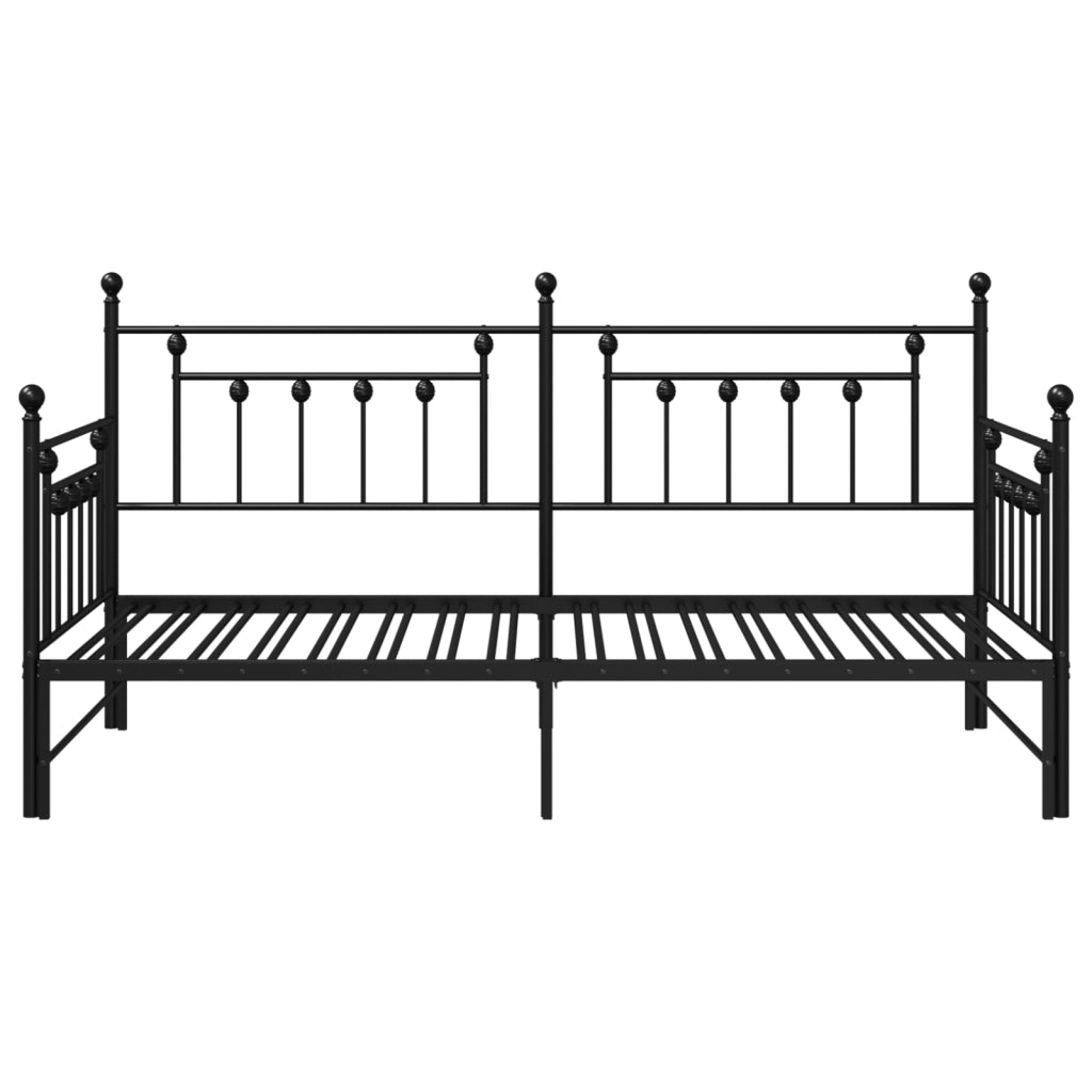 Struttura letto daybed con letto estraibile nera 100x190 cm in acciaio