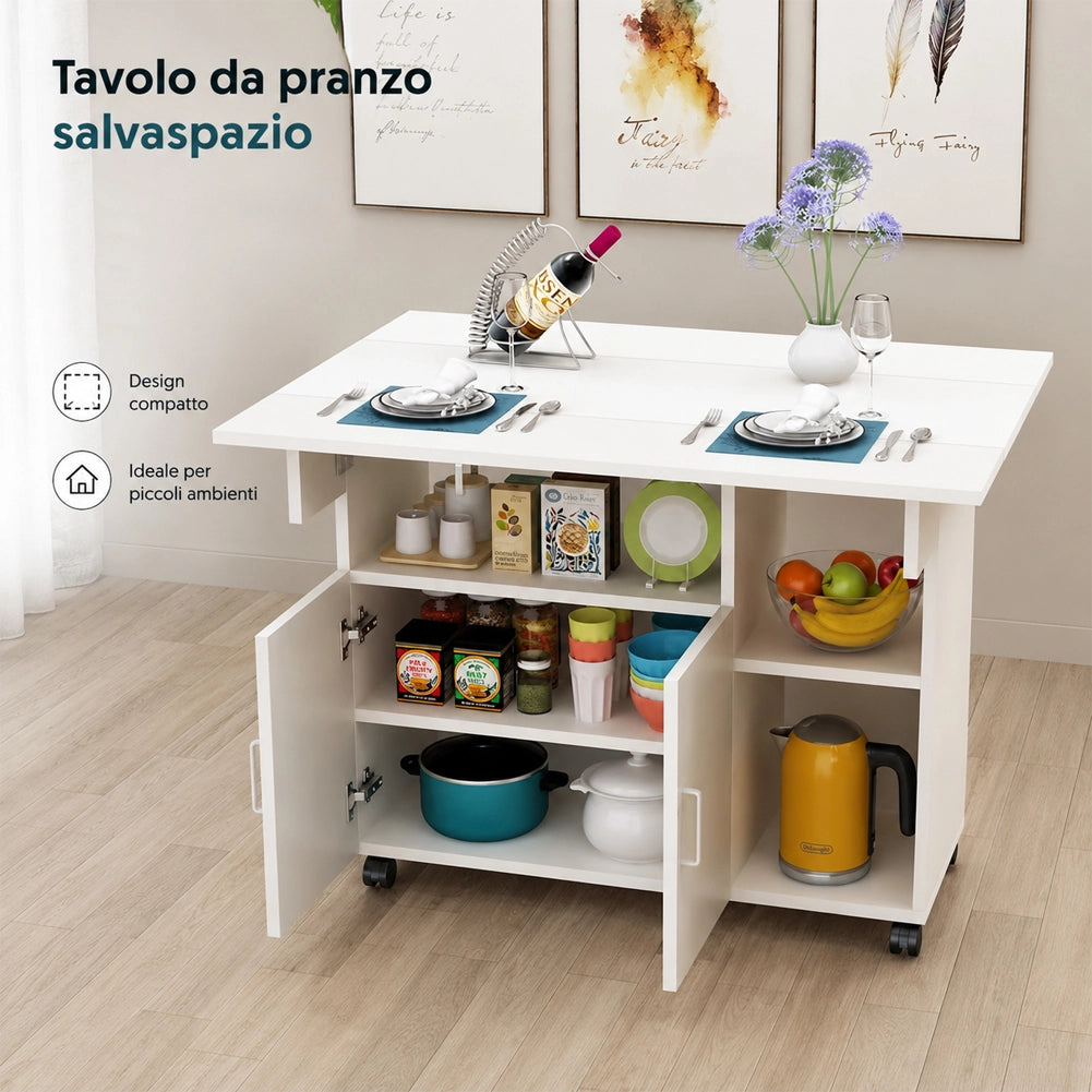 Tavolo Tavolino Mobile Cucina con Scaffali Armadietto Salvaspazio Portaoggetti