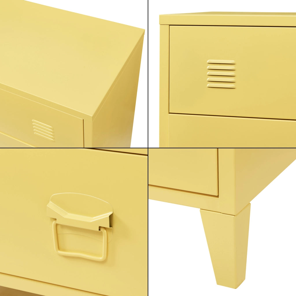 Cassettiera Hämeenlinna Comò in Acciaio con 4 Cassetti 92 x 80 x 40 cm Giallo [en.casa]