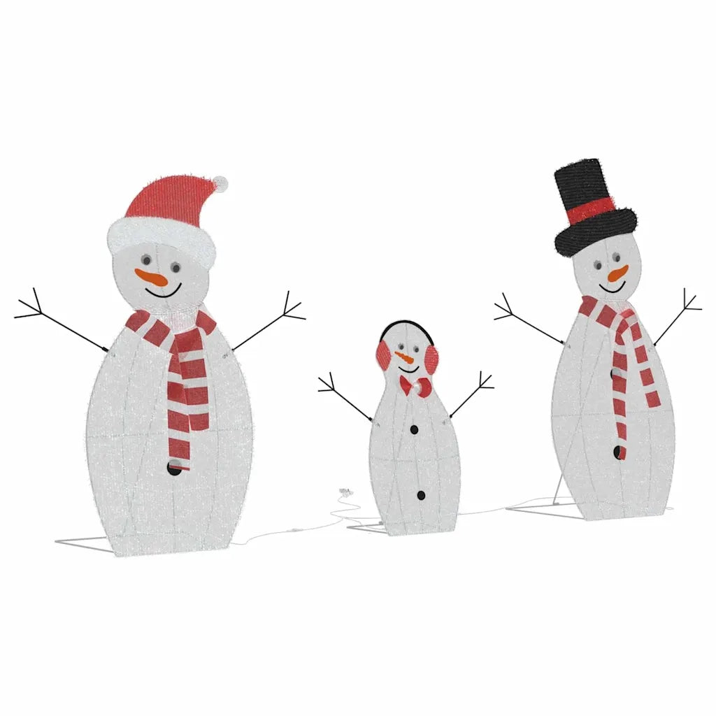 Familia di Pupazzi di Neve Illuminati 3 pcs Bianco caldo