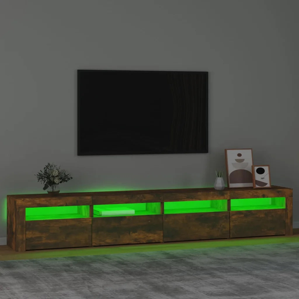 Mobile Porta TV con Luci LED Rovere Fumo 240x35x40 cm 3152767
