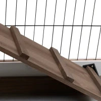 Conigliera in Legno con Ruote, Vassoi Estraibili e Casetta, 110x50x86cm, Marrone e Bianco