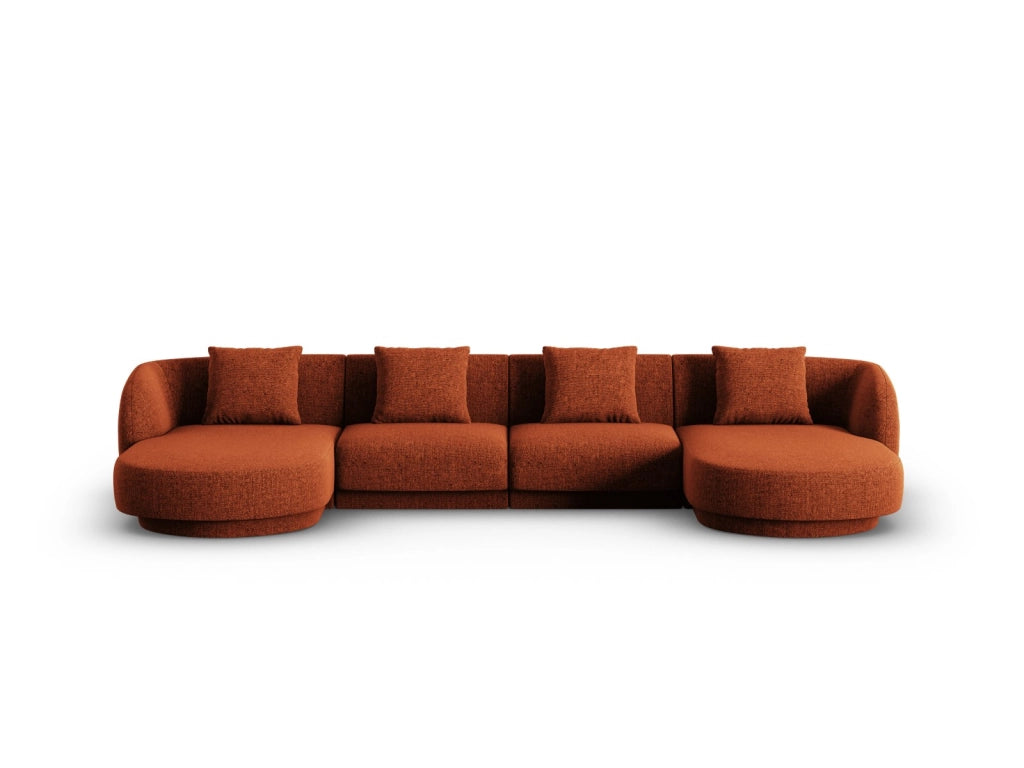Cosmopolitan Design - Divano panoramico "Tulum" 5 posti in ciniglia terracotta 