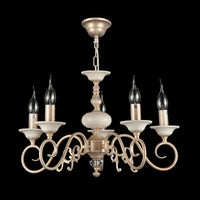 Lampadario Elegant in Metallo Perla Crema con Oro