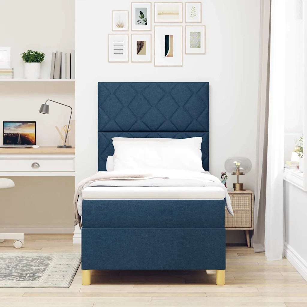 Letto a molle con materasso Blu 90 x 190 cm Tessuto 3343144