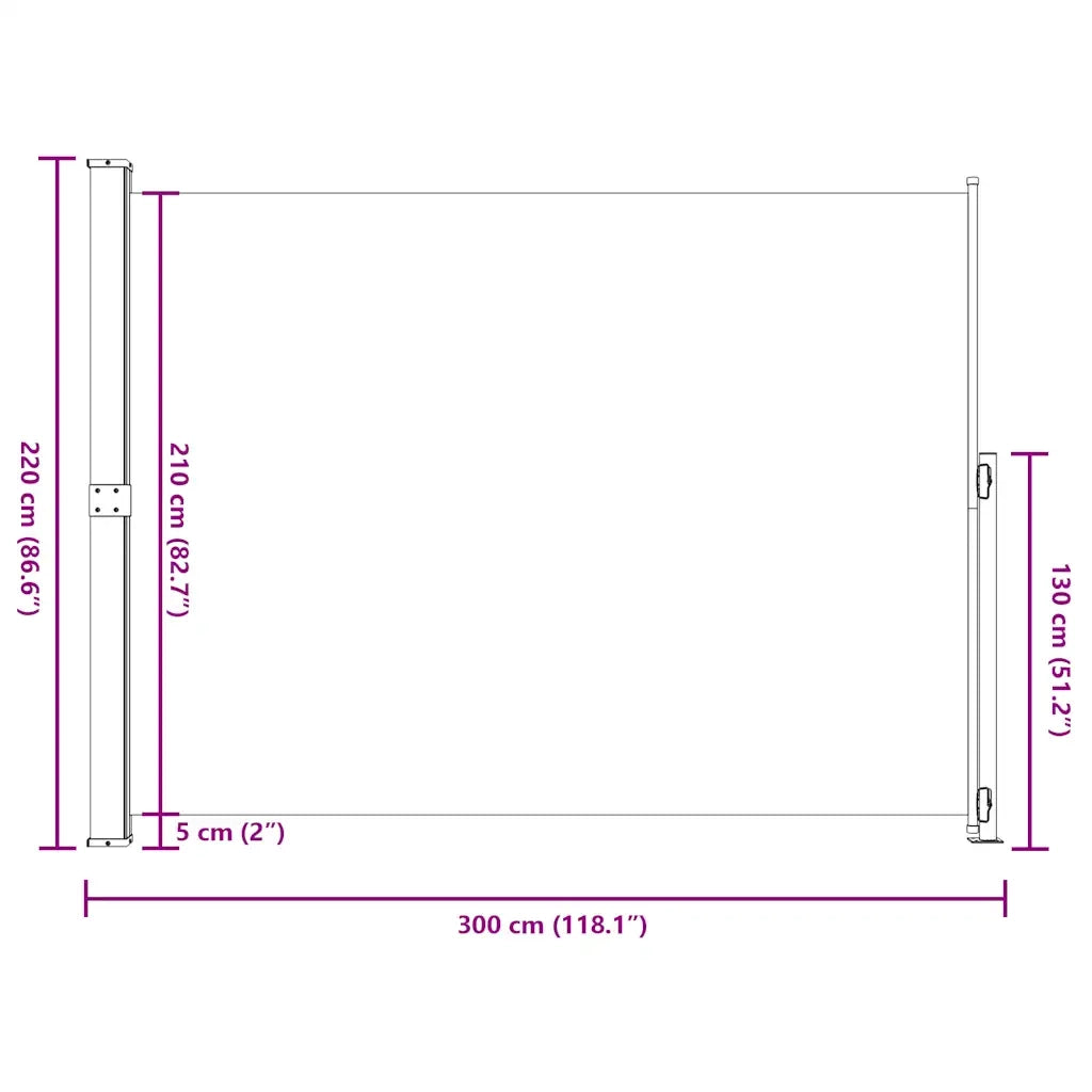 Tenda Laterale Retrattile per Patio 220x314 cm Grigia 313425