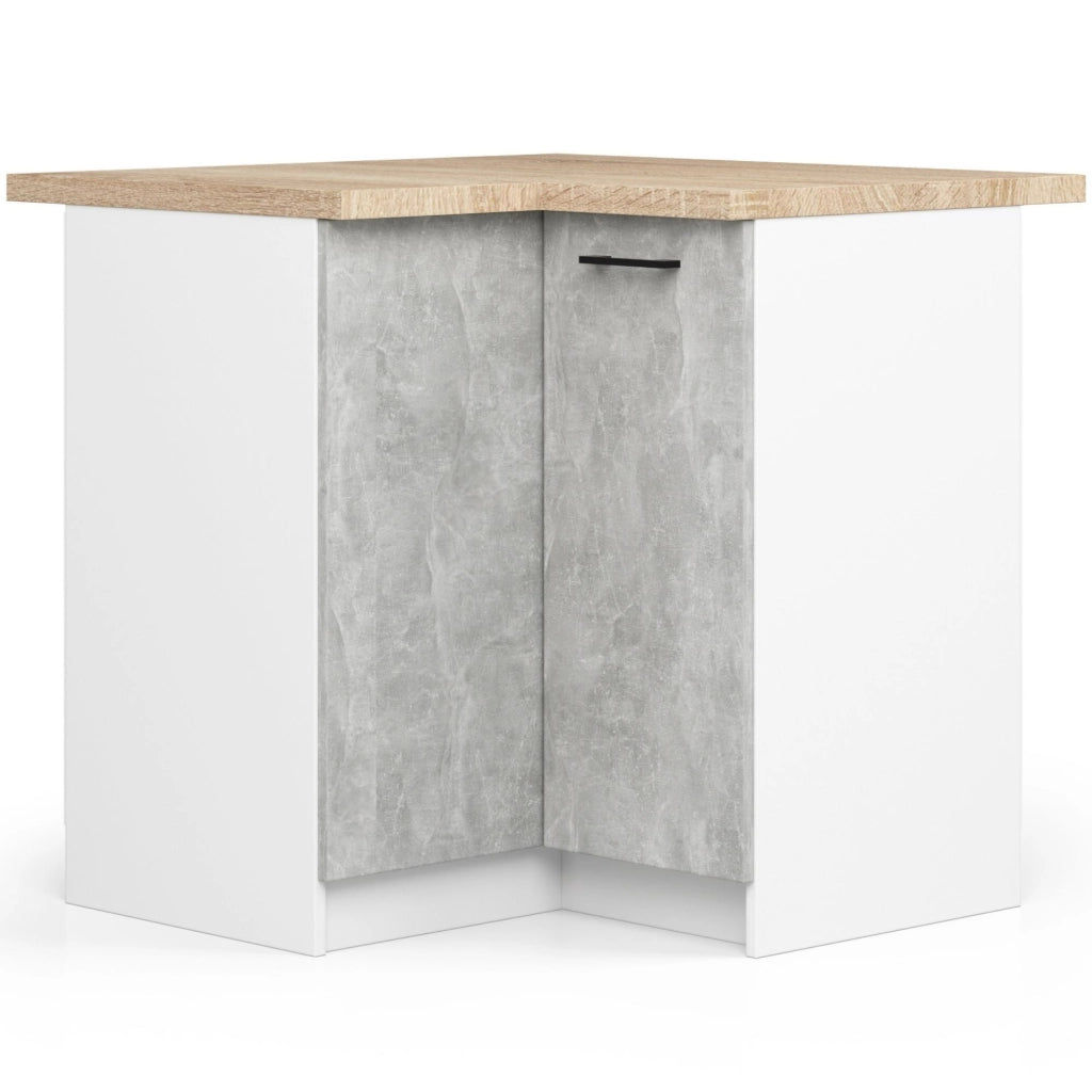 AKORD Set di Mobili da Cucina OLIWIA 300 cm Bianco 300 cm 11 ante 1 cassetto inserto frontale Cemento 300x46x203 cm