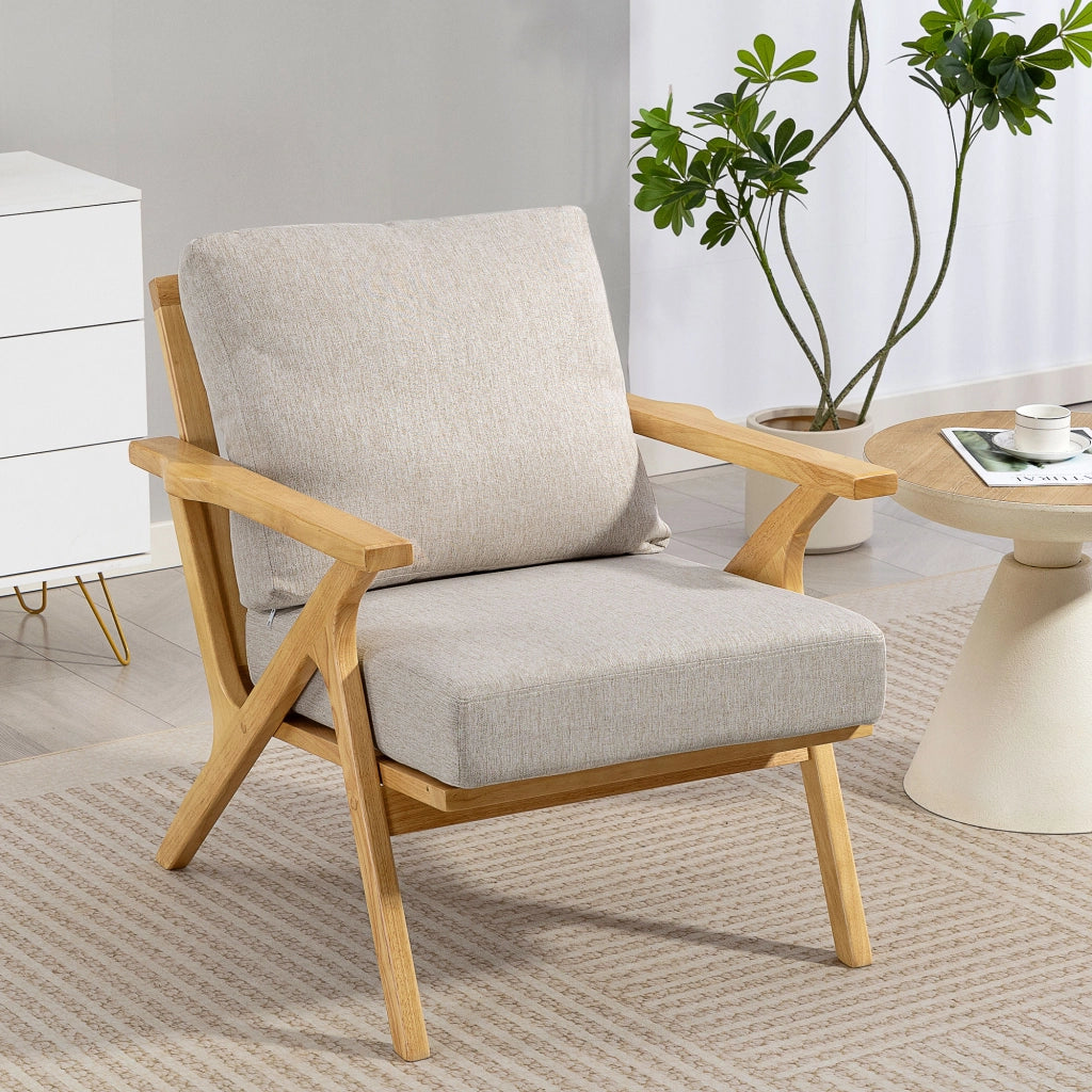 Poltrona in Tessuto Beige ¨C Zephmum ¨C 76x87x88cm