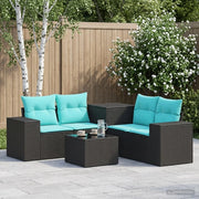 Set di divani 6 pz Nero e Blu Rattan sintetico e Acciaio 3447552