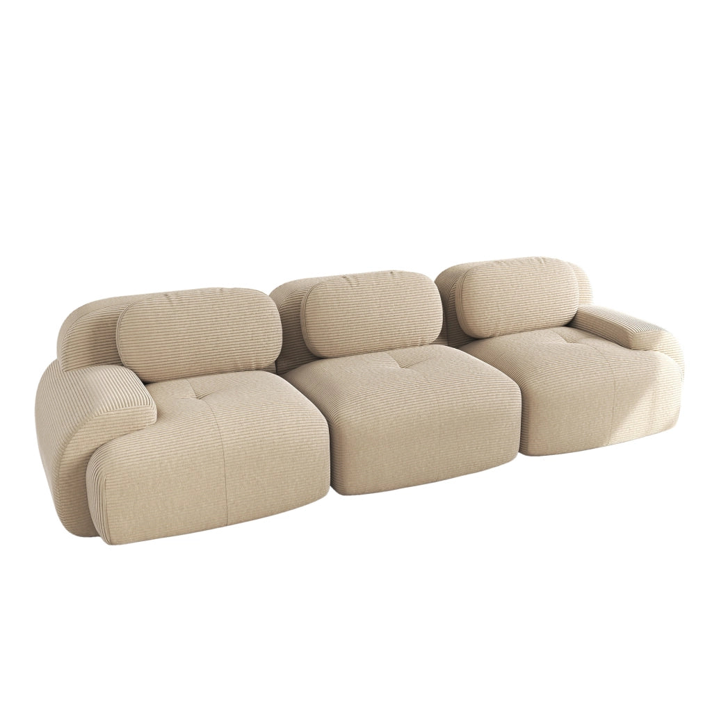 Divano angolare modulare 298x103x70 cm senza montaggio in velluto a coste beige