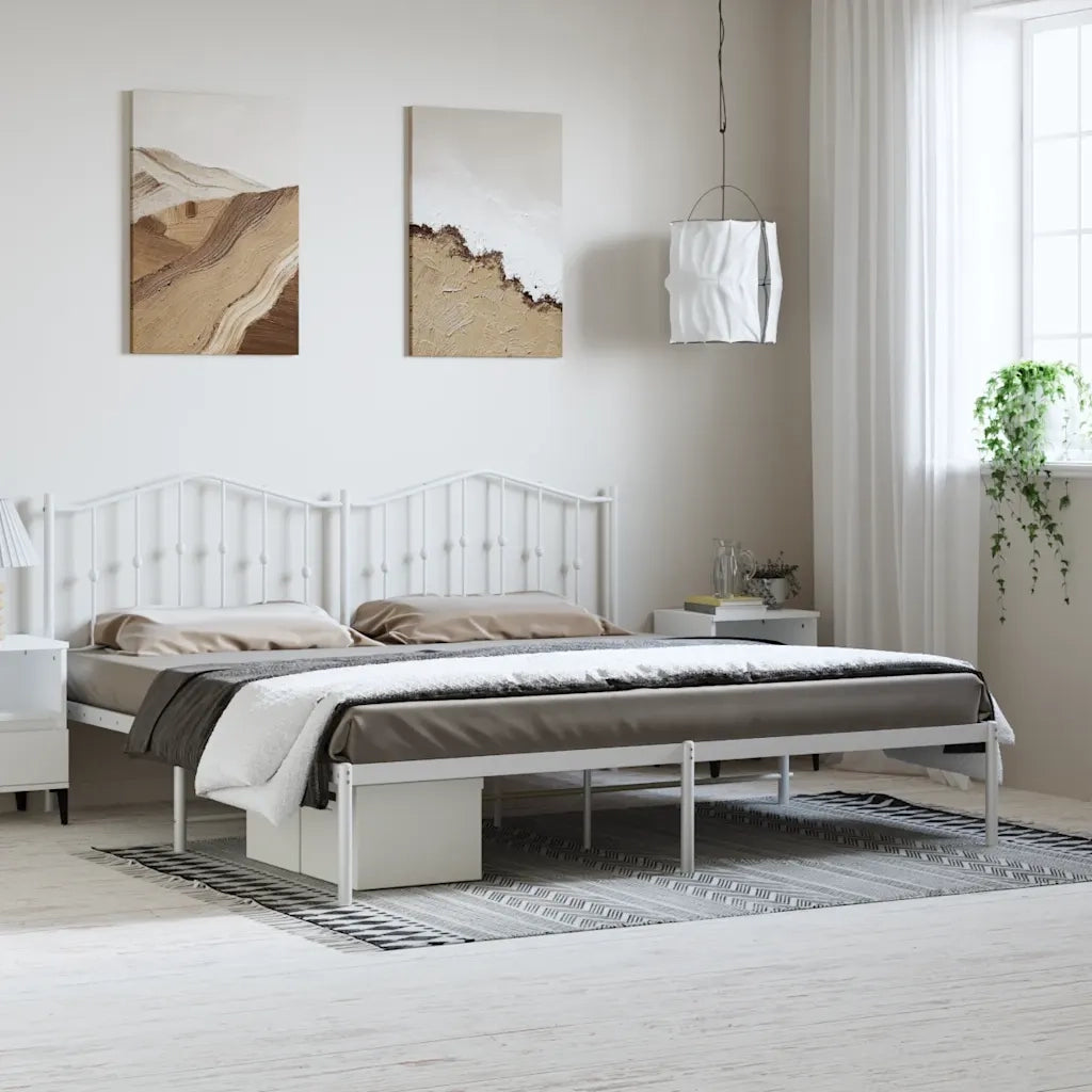 Giroletto con Testiera-Struttura Letto con testiera Metallo Bianco 193x203 cm 579851