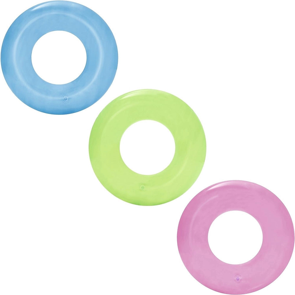 Trade Shop - Salvagente Gonfiabile Trasparente Colorato Ciambella Per Bambini Anello ø51cm 016136 -