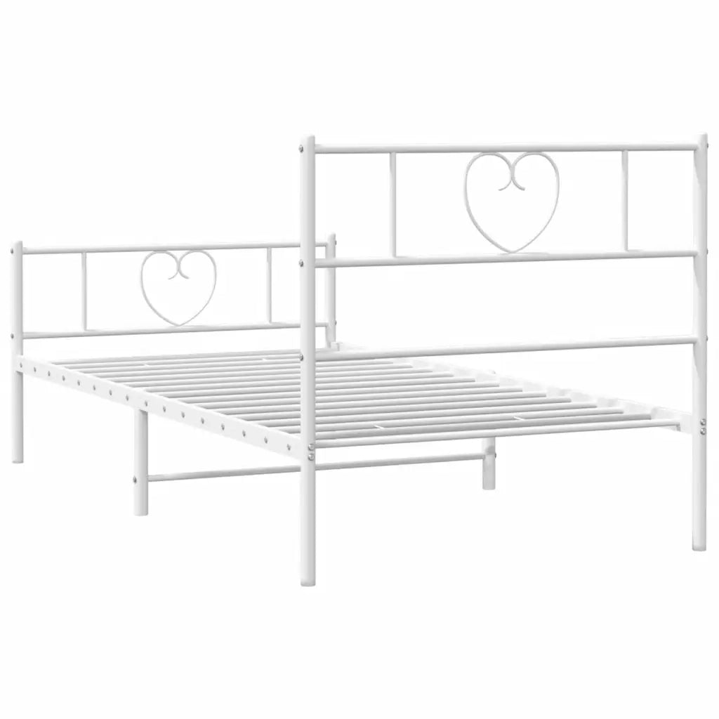 Giroletto con Testiera e Pediera Metallo Bianco 90x200 cm 355523