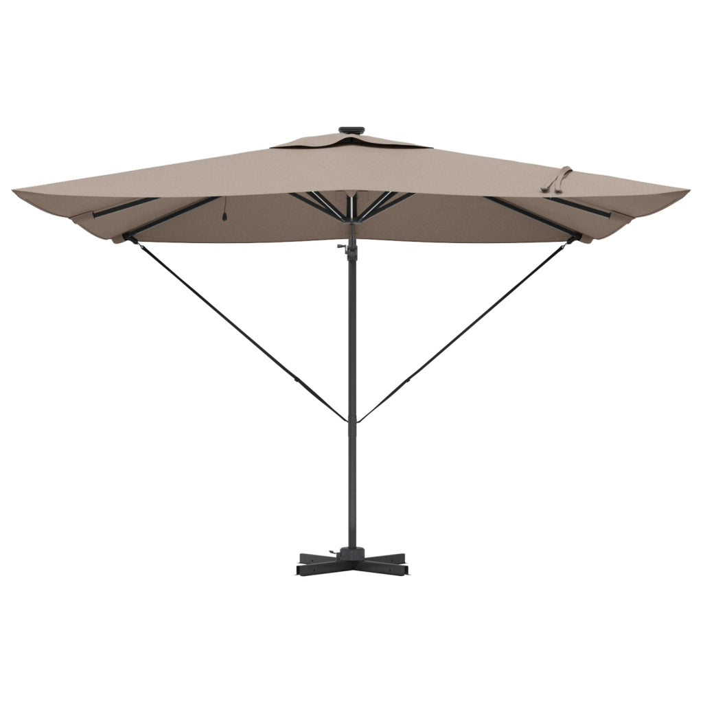 Ombrello a Sbalzo Roma con LED Tortora 286x285x270 cm Alluminio