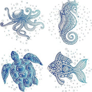 Sticker per Parete Stagni Acqua Resistente - Octopus Pesce - 4 UNID 163 cm - Per Camera da Letto Bagno.