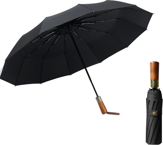 Paraplu Opvougbile - Impermeabile al Vento e Protezione UV - 1 Unita - Manico in Legno