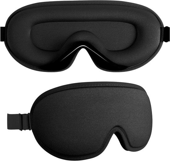 Upgraded Sleep Mask per Lato - Blocca 100% della Luce - Cintura Adattabile in Gomma per Viaggi, Yoga e Relax