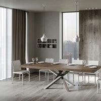 Tavolo allungabile 200/304x90 cm Volantis Premium colore noce gambe multicolore 4/C