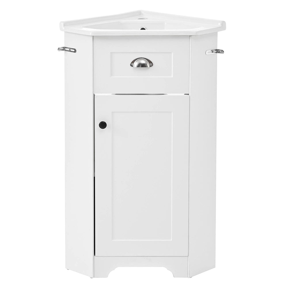 Armadio bagno compatto con lavabo - Xylo - MDF resistente all'acqua, ceramica