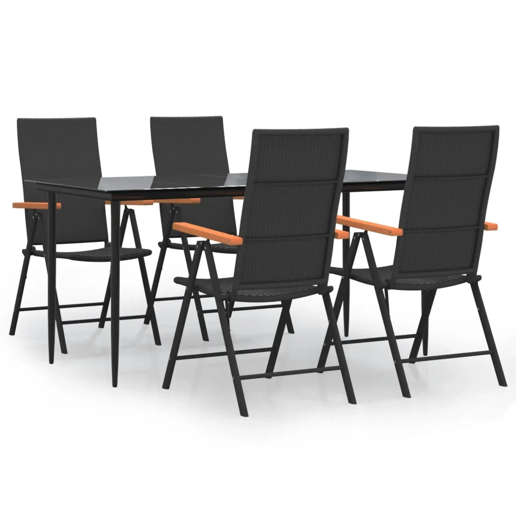 Set da Pranzo da Giardino 5 pz Nero e Marrone in Polyrattan cod mxl 41295
