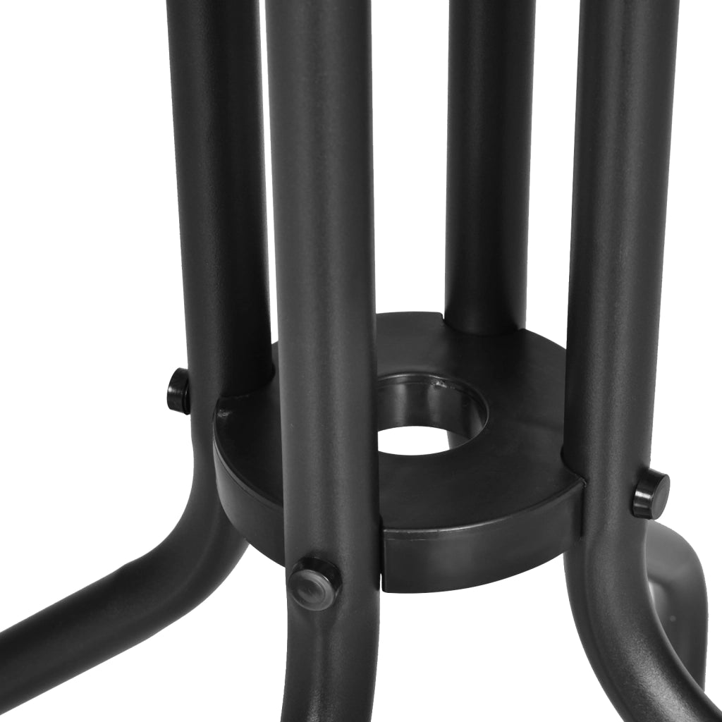 TAVOLO Rotondo per giardino e balcone Ø60xH70 cm Metallo Nero con vetro di sicurezza