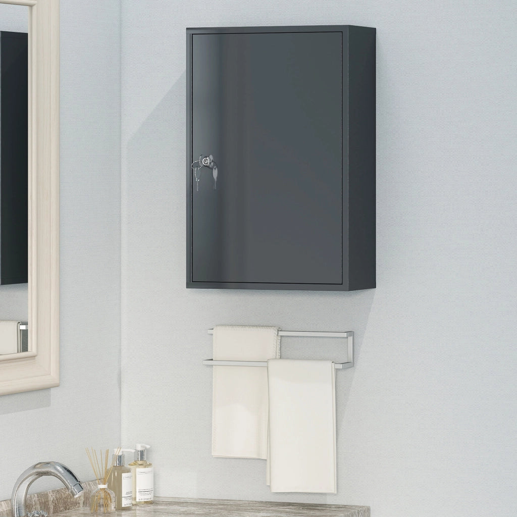 Armadietto da Bagno con 3 Ripiani e 2 Chiavi ¨C Zephmum ¨C Grigio 40x18x60 cm