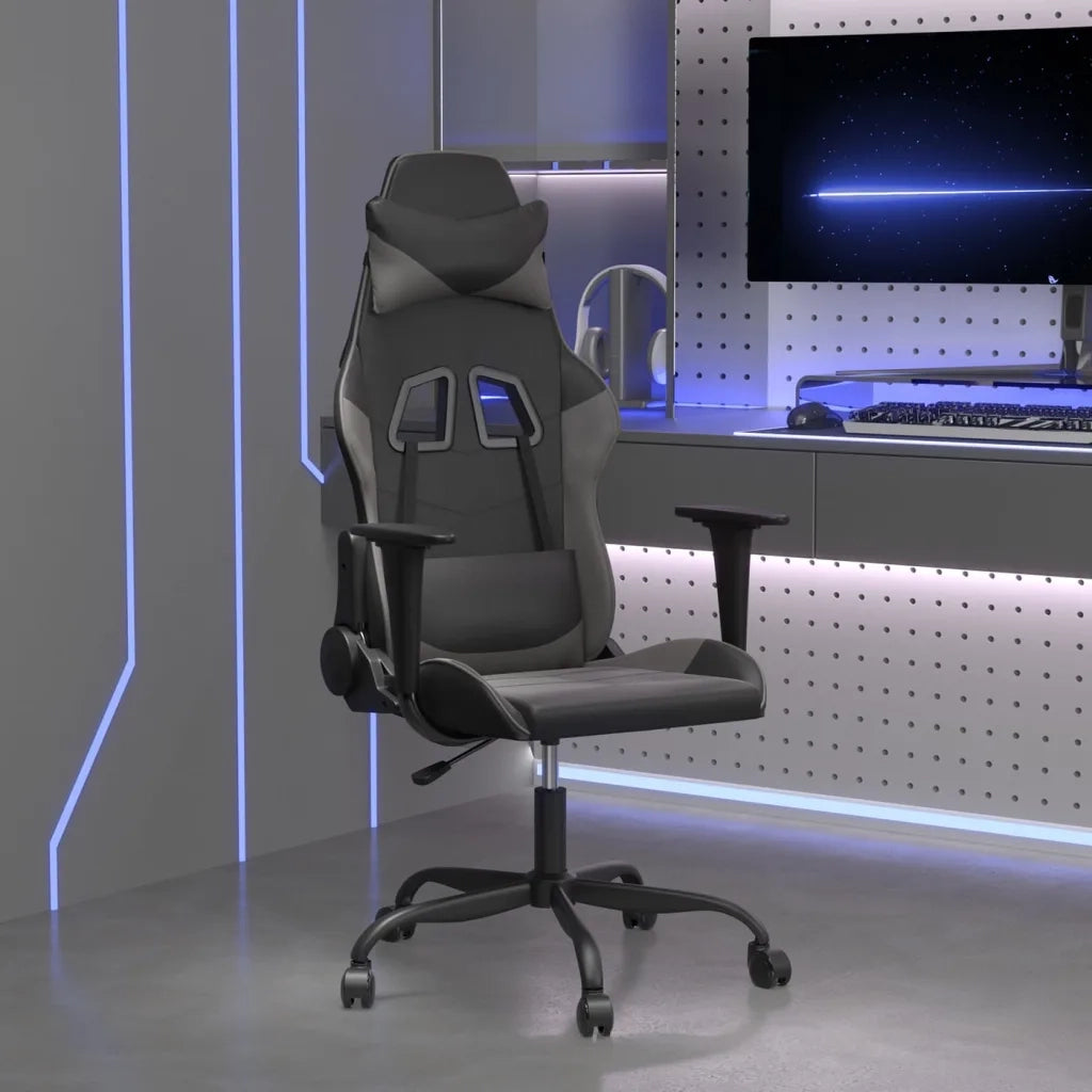 Sedia da Gaming | Sedia da e-sports Nera e Grigia in Similpelle