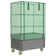 Fioriere | Cassetta per fiori | Letto Rialzato con Copertura e Ruote Effetto Rattan 80x50x182cm