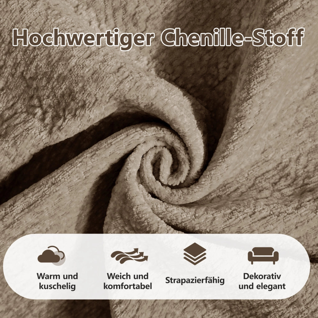 Divano angolare modulare 2 posti con pouf mobile 190x149x90 cm in ciniglia marrone