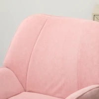 Poltrona da Soggiorno con Seduta Larga e Imbottita Rivestita in Velluto Piedi in Metallo Sedia per Soggiorno Rosa