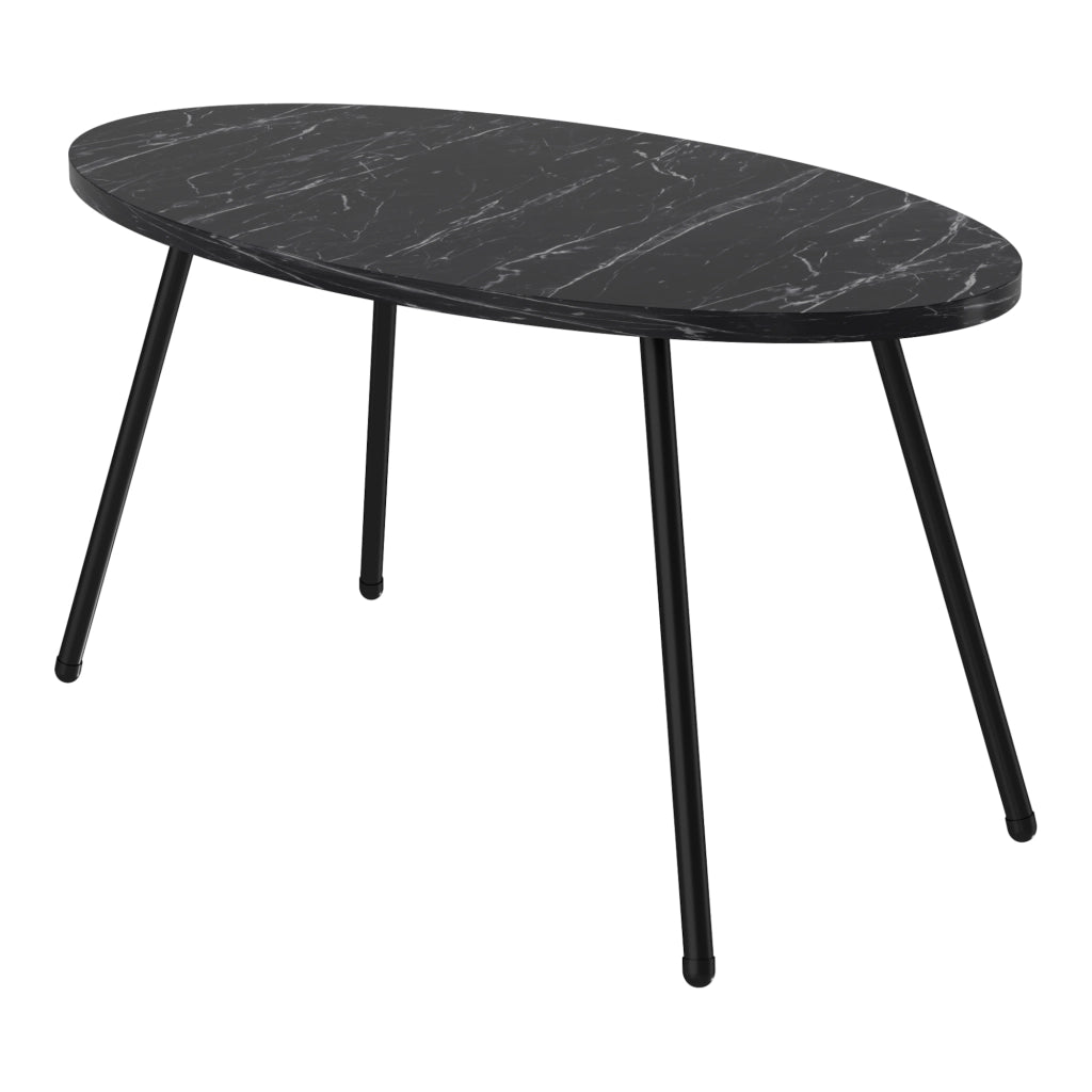 Tavolino Basso da caffè 'Skærbæk' (AxLxP) 43 x 90 x 50 cm Tavolino da Salotto con Piano Ovale Marmo Nero [en.casa]