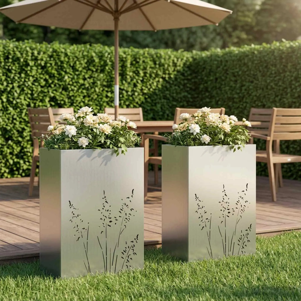 Vaso da giardino 2 pz Argento 50 x 30 x 75 cm Acciaio zincato 8005789