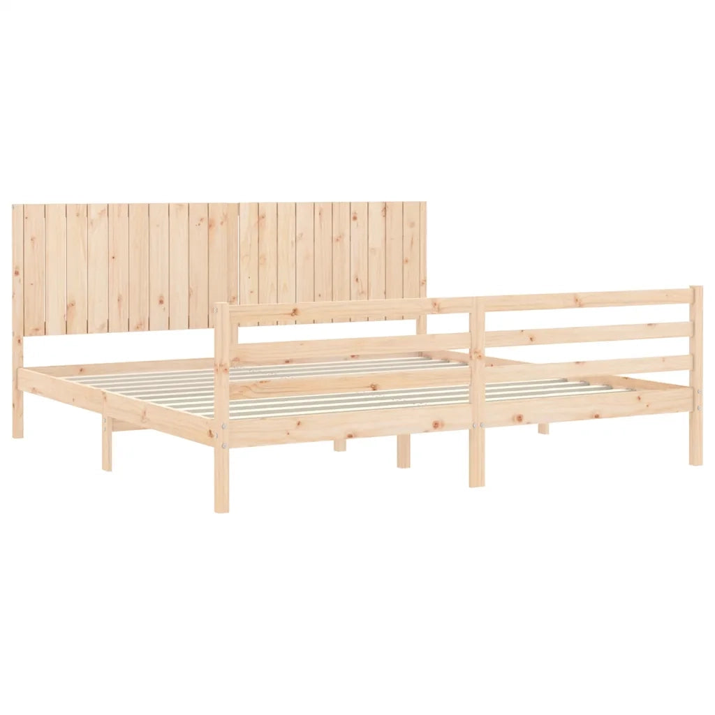 Giroletto con Testiera-Struttura Letto con testiera 200x200 cm in Legno Massello 480815