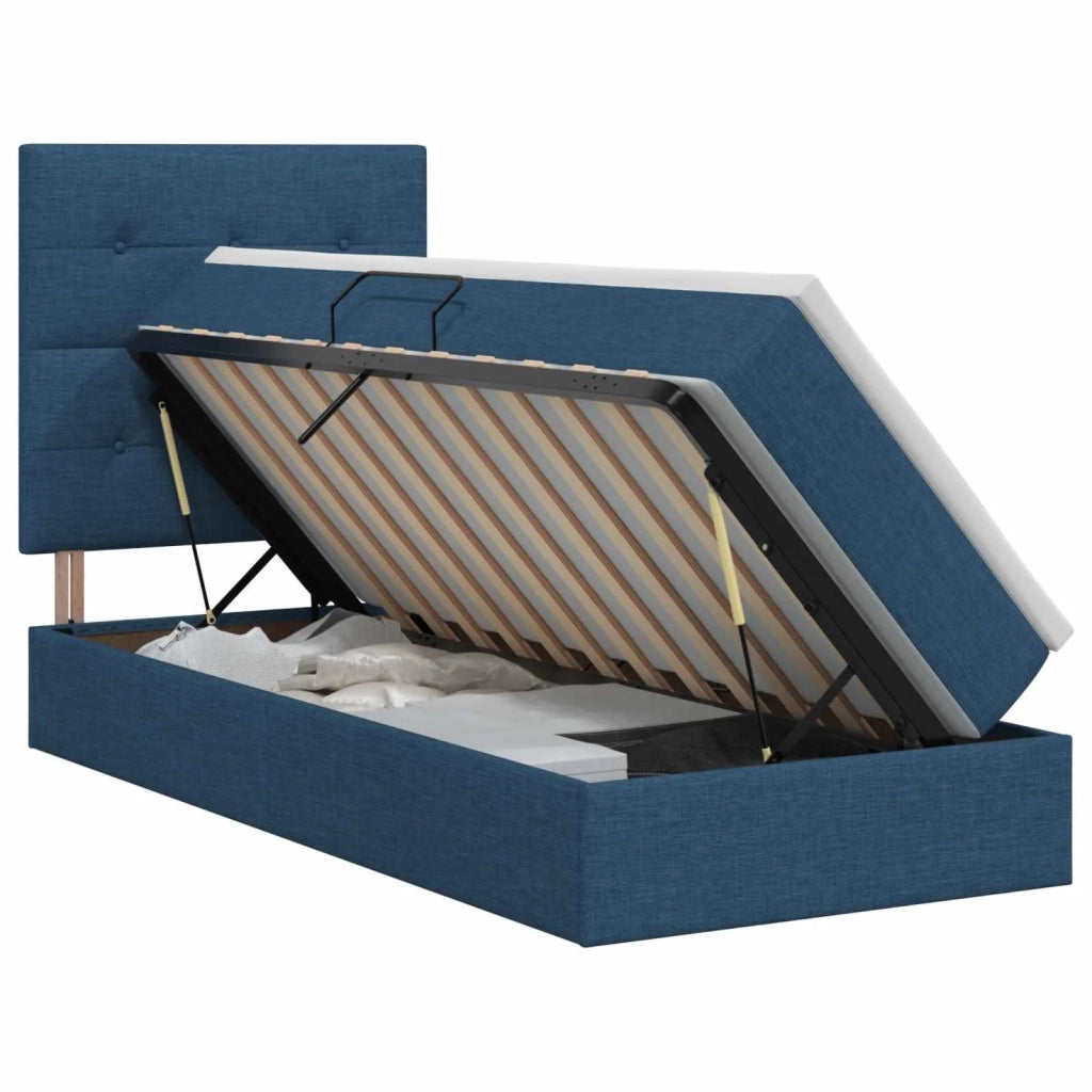 Letto con contenitore e materasso Blu 100 x 200 cm Tessuto 3459488