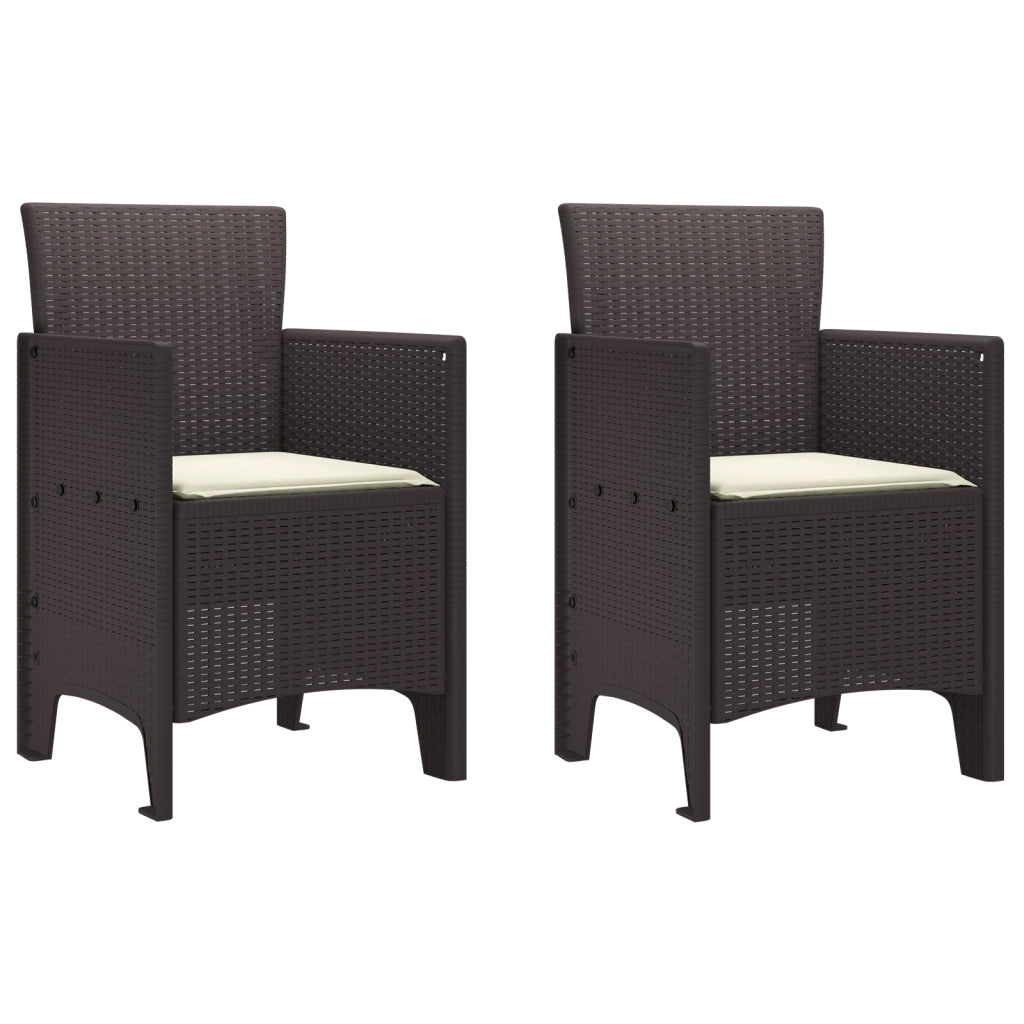 Set di 2 Sedie da giardino con cuscini in Rattan marrone