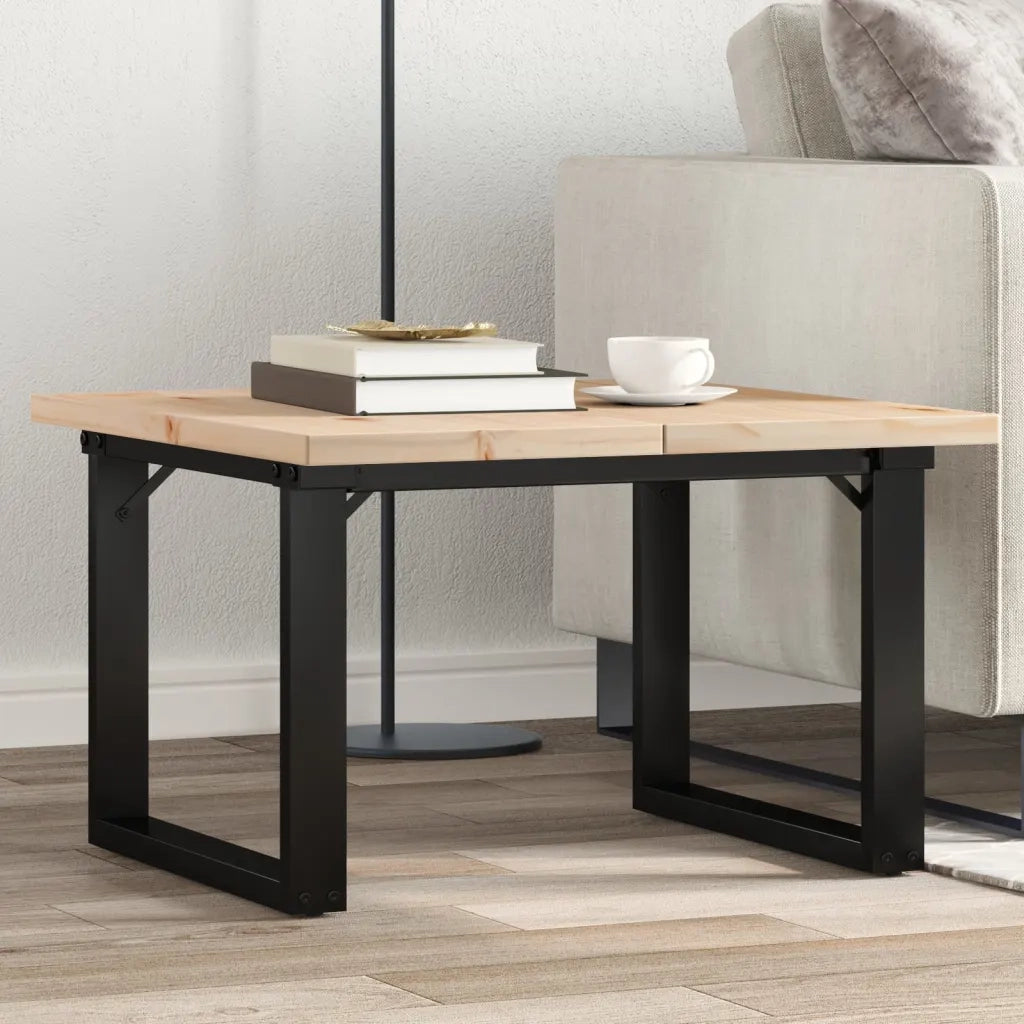 Tavolino Salotto Telaio a O 60x60x40,5cm Legno Pino e Acciaio 3282726